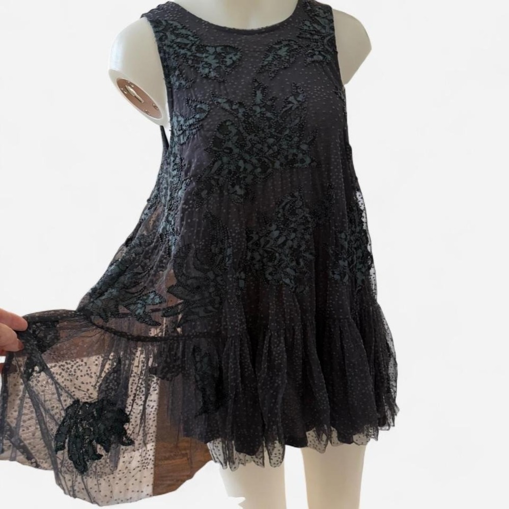 Anthropologie Black Lace & Tulle Mini‎ Dress 🖤